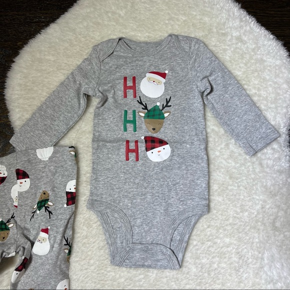 NWOT Just One You by Carters Gray Ho Ho Ho Christmas Body Suit and Pants Set - Picture 3 of 12